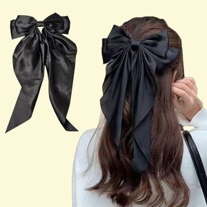 Elegant Black Satin Hair Bow